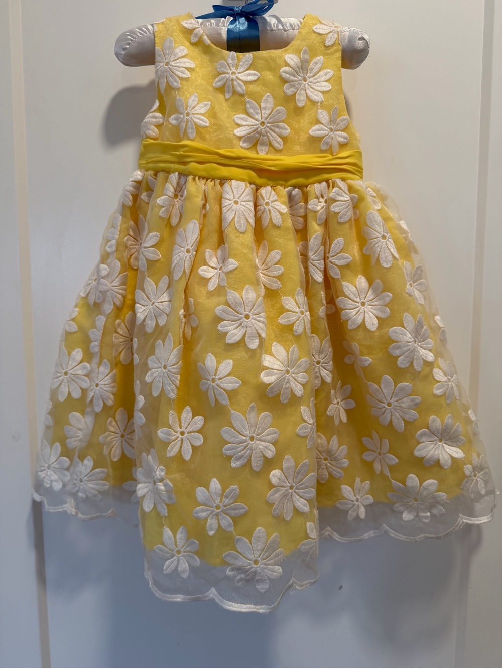 Blueberi Boulevard Yellow Floral Embroidered Girls' Dress